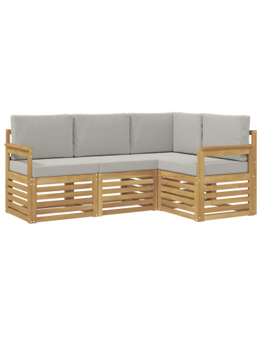 Set di divani da esterno 4 pcs Bianco e Grigio Chiaro