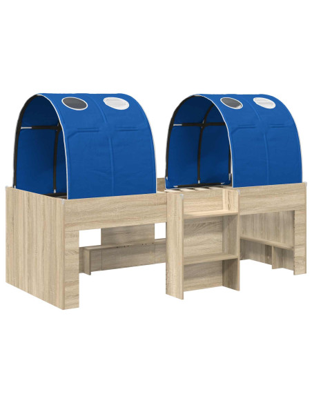 Letto con Tunnel 3 pz Rovere Sonoma e Blu Legno ingegnerizzato