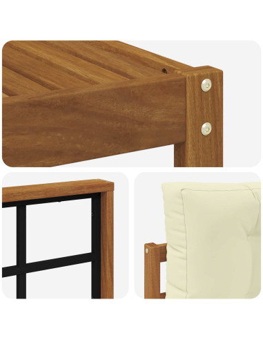 Set di divani da esterno con cuscino 5 pcs Naturale e Crema