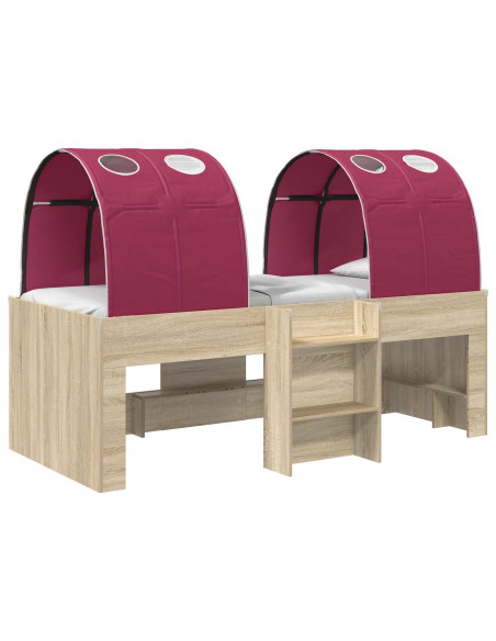 Letto con Tunnel 3 pz Rovere Sonoma e Rosso
