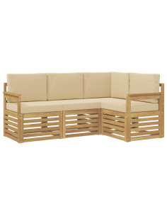Set di divani da esterno 4 pcs Bianco e Beige 2