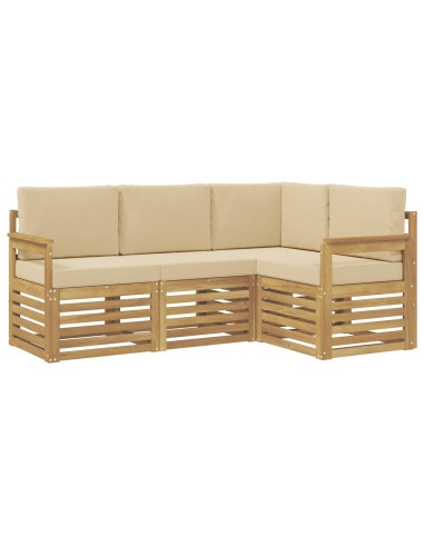 Set di divani da esterno 4 pcs Bianco e Beige