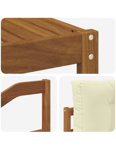 Set di divani da esterno con cuscino 5 pcs Naturale e Crema