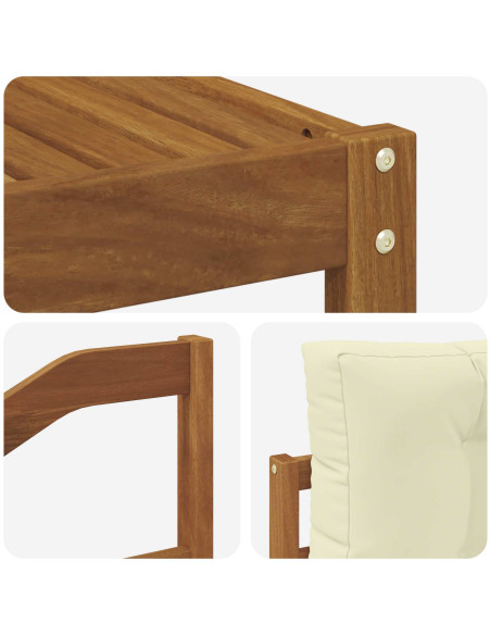 Set di divani da esterno con cuscino 5 pcs Naturale e Crema