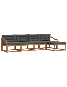Set di divani da esterno con cuscino 5 pcs Naturale e Antracite 2