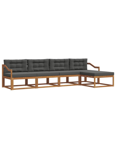Set di divani da esterno con cuscino 5 pcs Naturale e Antracite