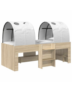 Letto con Tunnel 3 pz Rovere Sonoma e Bianco 2