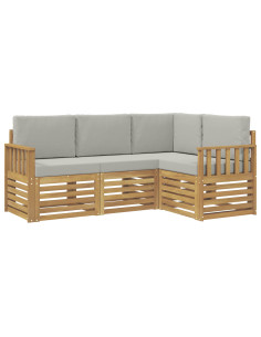 Set di divani da esterno 4 pcs Bianco e Grigio Chiaro 2
