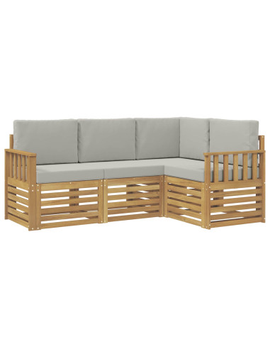 Set di divani da esterno 4 pcs Bianco e Grigio Chiaro