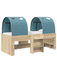 Letto con Tunnel 3 pz Sonoma e Azzurro Chiaro 2