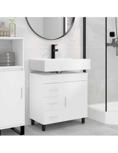 Mobiletto da bagno Bianco 60 x 35 x 60 cm Legno ingegnerizzato
