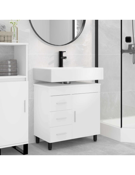 Mobiletto da bagno Bianco 60 x 35 x 60 cm Legno ingegnerizzato
