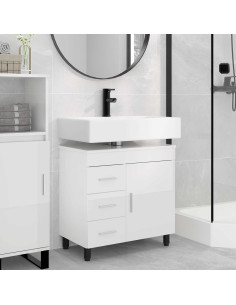 Mobiletto da bagno Bianco Lucido 60 x 35 x 60 cm
