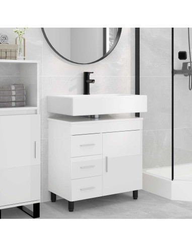 Mobiletto da bagno Bianco Lucido 60 x 35 x 60 cm