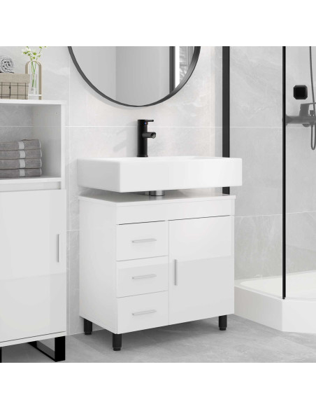 Mobiletto da bagno Bianco Lucido 60 x 35 x 60 cm
