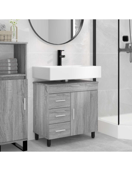 Mobiletto da bagno Sonoma grigio 60 x 35 x 60 cm