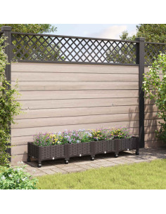 Vaso da Giardino con Ruote Marrone 160 x 40 x 29 cm PP