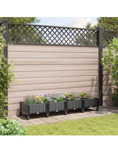 Vaso da Giardino con Ruote Nero 160 x 40 x 29 cm PP