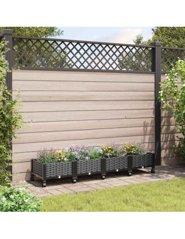 Vaso da Giardino con Ruote Nero 160 x 40 x 29 cm PP