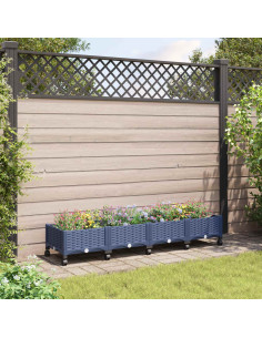 Vaso da Giardino con Ruote Blu Grigio 160 x 40 x 33 cm PP
