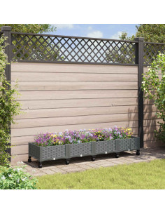 Vaso da Giardino con Ruote Grigio Chiaro 160 x 40 x 33 cm PP