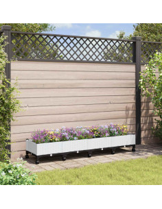 Vaso da Giardino con Ruote Bianco 160 x 40 x 33 cm PP