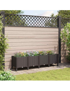 Vaso da Giardino con Ruote Marrone 160 x 40 x 44 cm PP