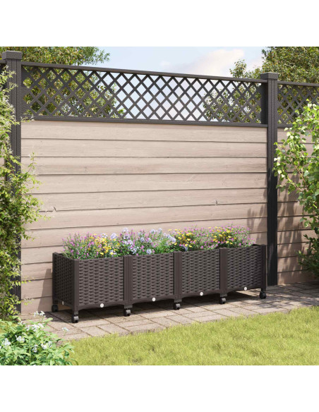 Vaso da Giardino con Ruote Marrone 160 x 40 x 44 cm PP