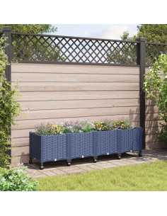 Vaso da Giardino con Ruote Blu Grigio 160 x 40 x 48 cm PP