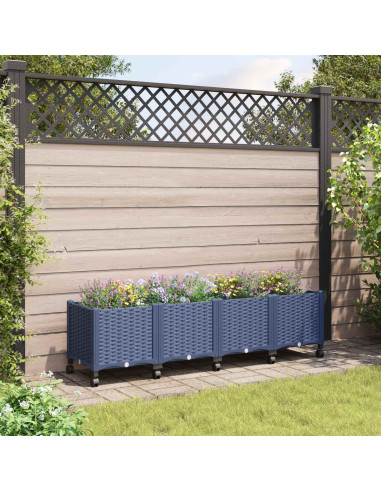 Vaso da Giardino con Ruote Blu Grigio 160 x 40 x 48 cm PP