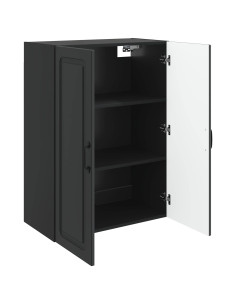 Mobiletto a muro Nero 66 x 34,5 x 90 cm Legno ingegnerizzato 2