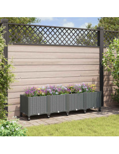 Vaso da Giardino con Ruote Grigio Chiaro 160 x 40 x 48 cm PP