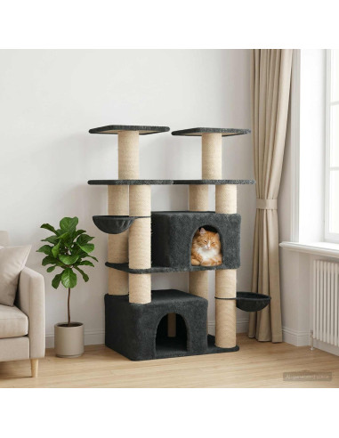 Albero per gatti con pali per graffiare in sisal 2 pz 147 cm