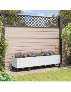 Vaso da Giardino con Ruote Bianco 160 x 40 x 48 cm PP