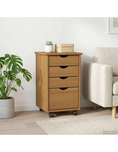 Mobile con Ruote con ruota MOSS Marrone Miele 34 x 39 x 56 cm