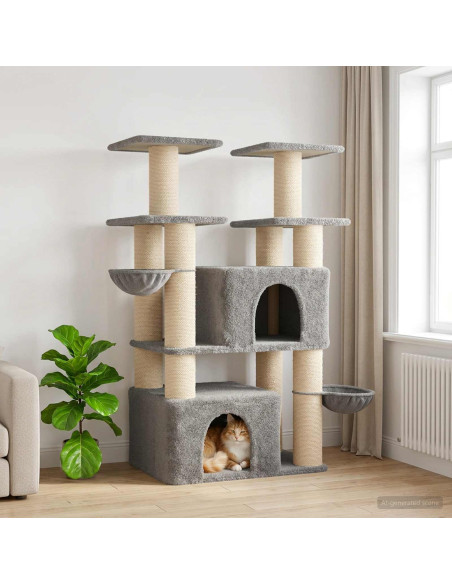 Albero per gatti con pali per graffiare in sisal 2 pz 147 cm