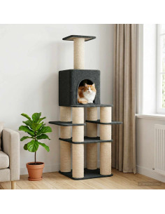 Albero per gatti con pali per graffiare in sisal Grigio Scuro