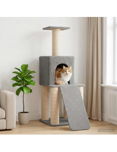 Albero per gatti con pali per graffiare in sisal Grigio Chiaro