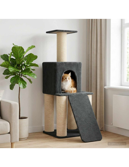 Albero per gatti con pali per graffiare in sisal Grigio Scuro