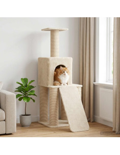 Albero per gatti con pali per graffiare in sisal Crema 146 cm