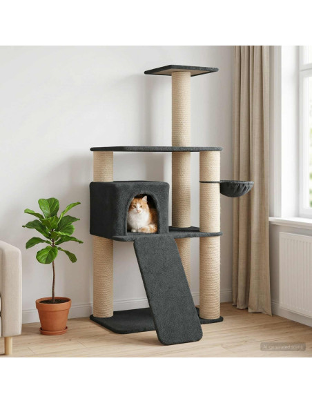 Albero per gatti con pali per graffiare in sisal Grigio Scuro