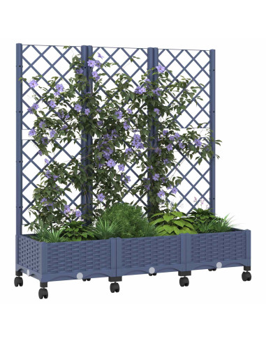 Vaso da giardino con grigliato e ruote Blu Grigio PP