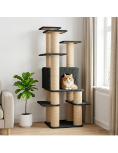 Albero per gatti con pali per graffiare in sisal Grigio Scuro