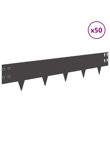 Bordura per Prato 50 pcs 100 x 20 cm Acciaio Nero