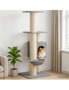 Albero per gatti con pali per graffiare in sisal Grigio Chiaro