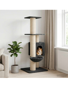Albero per gatti con pali per graffiare in sisal Grigio Scuro