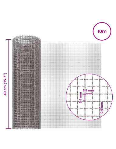 Rete per schermatura 40 x 1000 cm 3 Mesh Argento