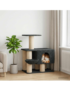 Albero per gatti con pali per graffiare in sisal Grigio Scuro