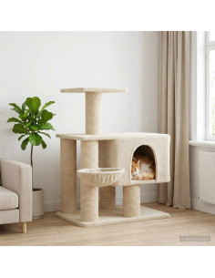 Albero per gatti con pali per graffiare in sisal Crema 96 cm