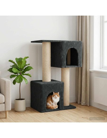 Albero per gatti con pali per graffiare in sisal Grigio Scuro